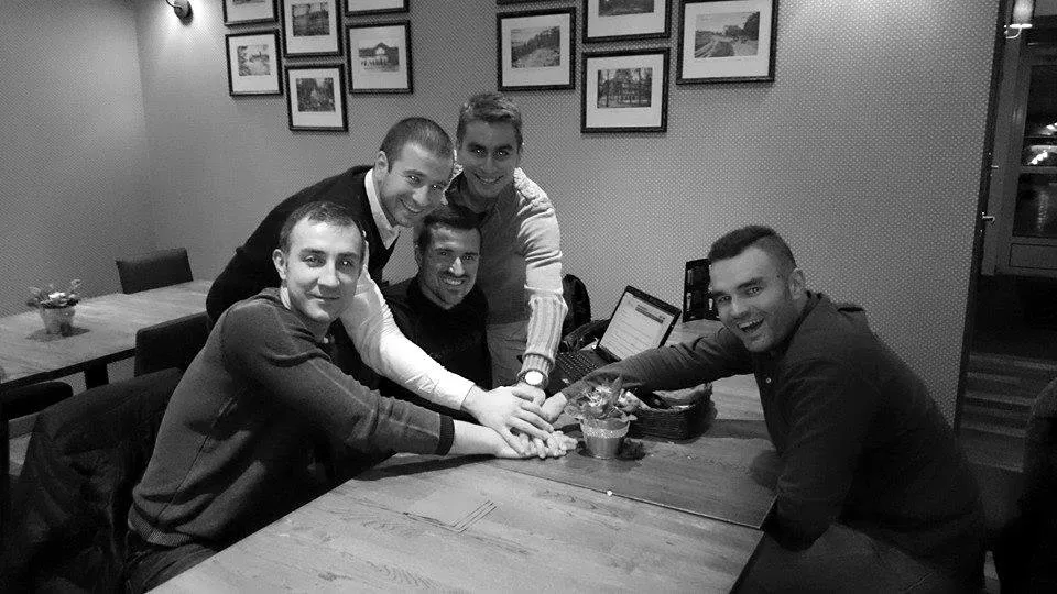 Five of Rumori’s founders at Hiiu Pub, March 2015
